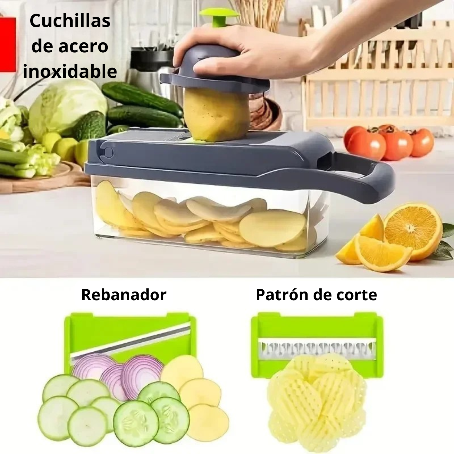 KitchenPro™ Cortador Multifuncional 14 en 1.