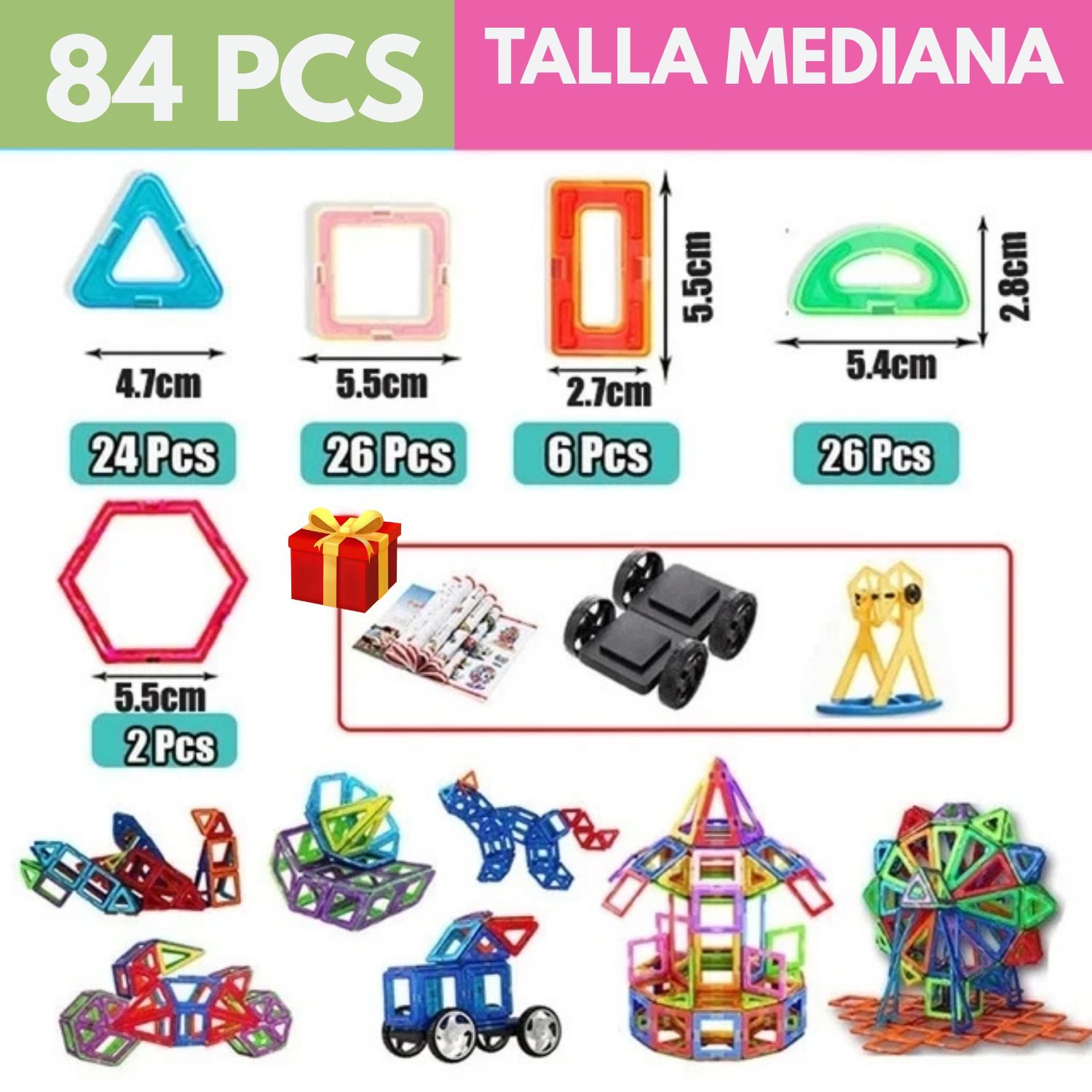 MagniBlocks™ - Set Magnético Mediano para Construir – Desde 30 hasta 148 Piezas.