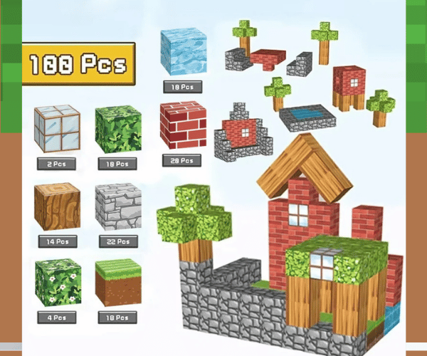 MineBloques™ - Bloques Magnéticos PREMIUM de 100 Piezas.