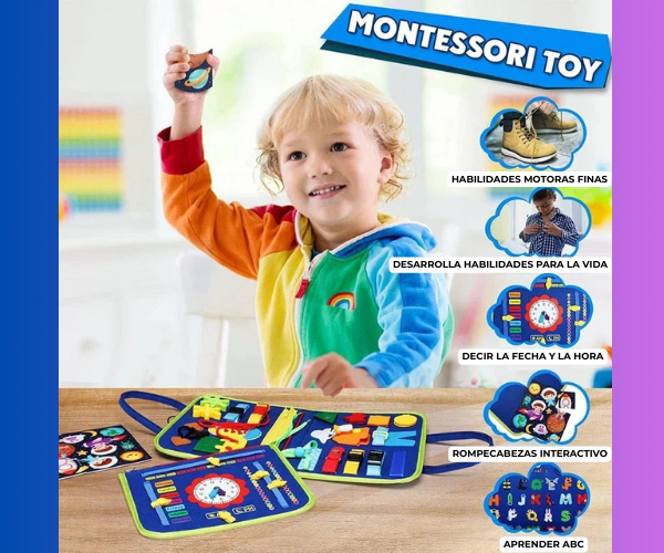 MotriPlay™- Tablero Montessori de habilidades sensoriales.