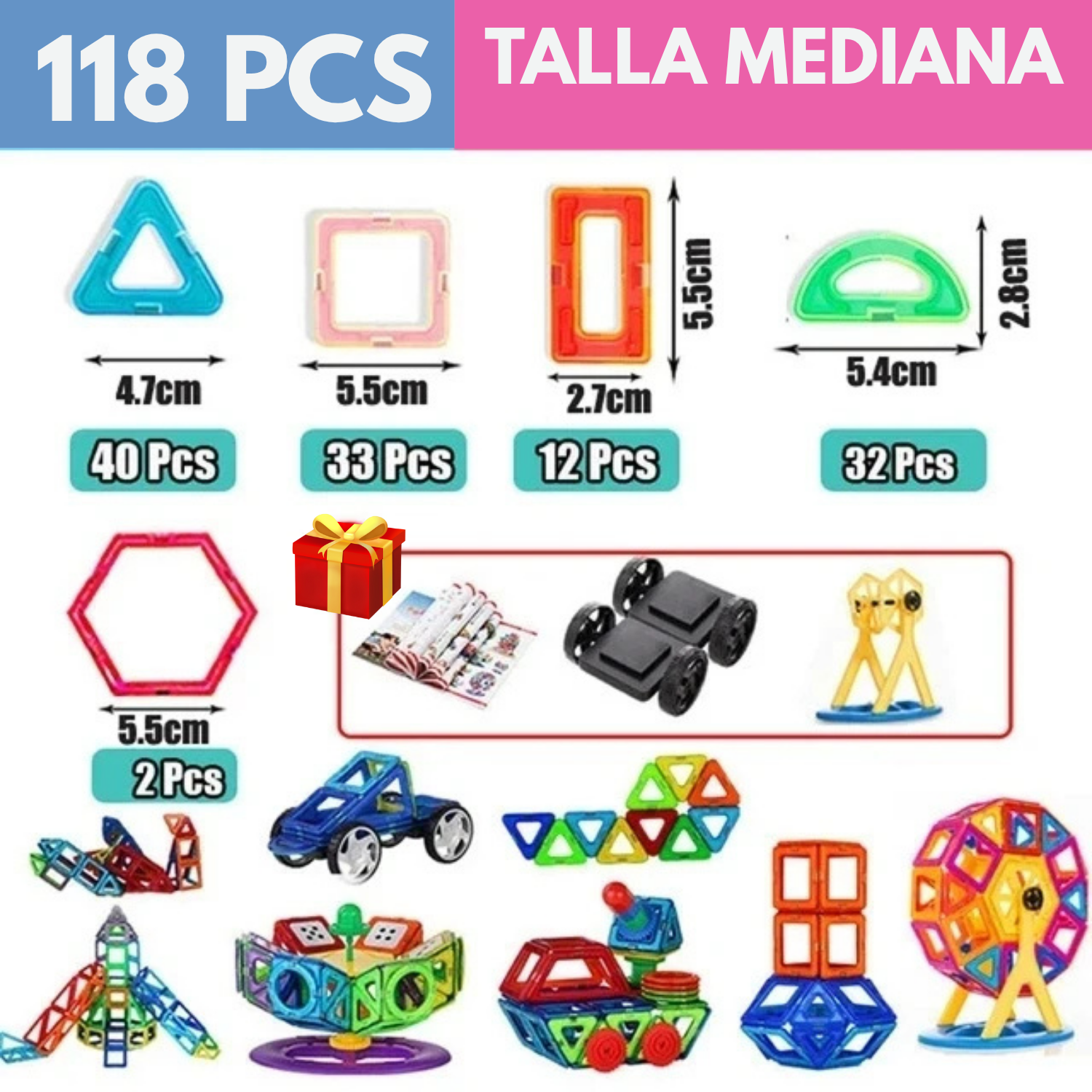MagniBlocks™ - Set Magnético Mediano para Construir – Desde 30 hasta 148 Piezas.
